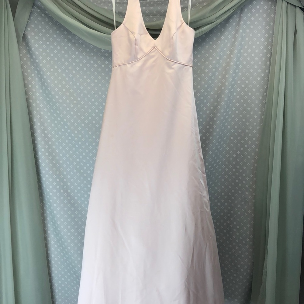 SALE Light Pink Satin Bridesmaid/Prom Halter Dress